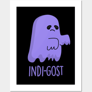 Indi-gost Cute Halloween Indigo Ghost Pun Posters and Art